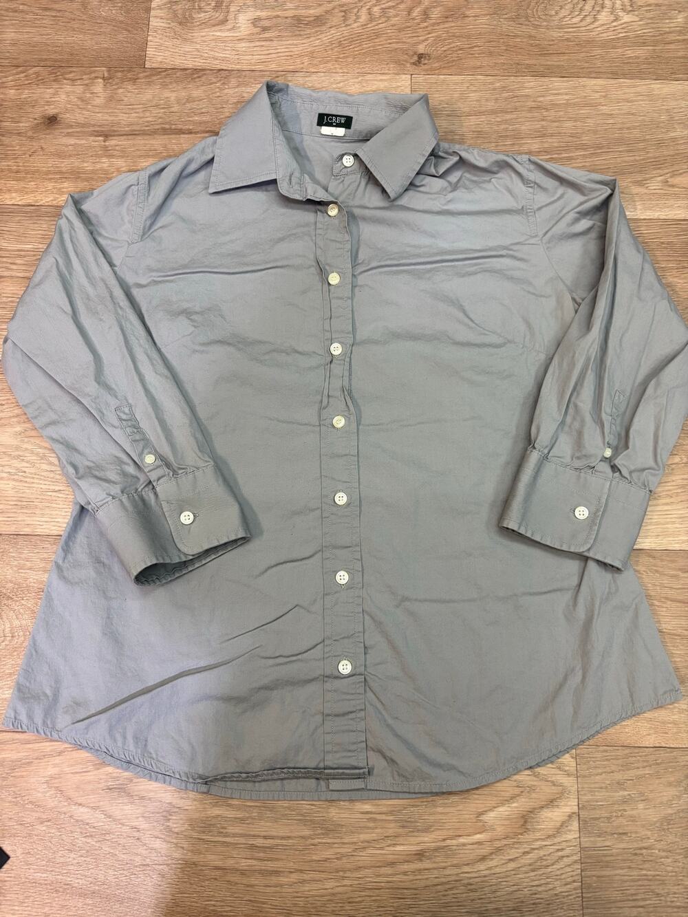 J.Crew Classic Gray Cotton Stretch Long Sleeve Button Down Shirt Size M